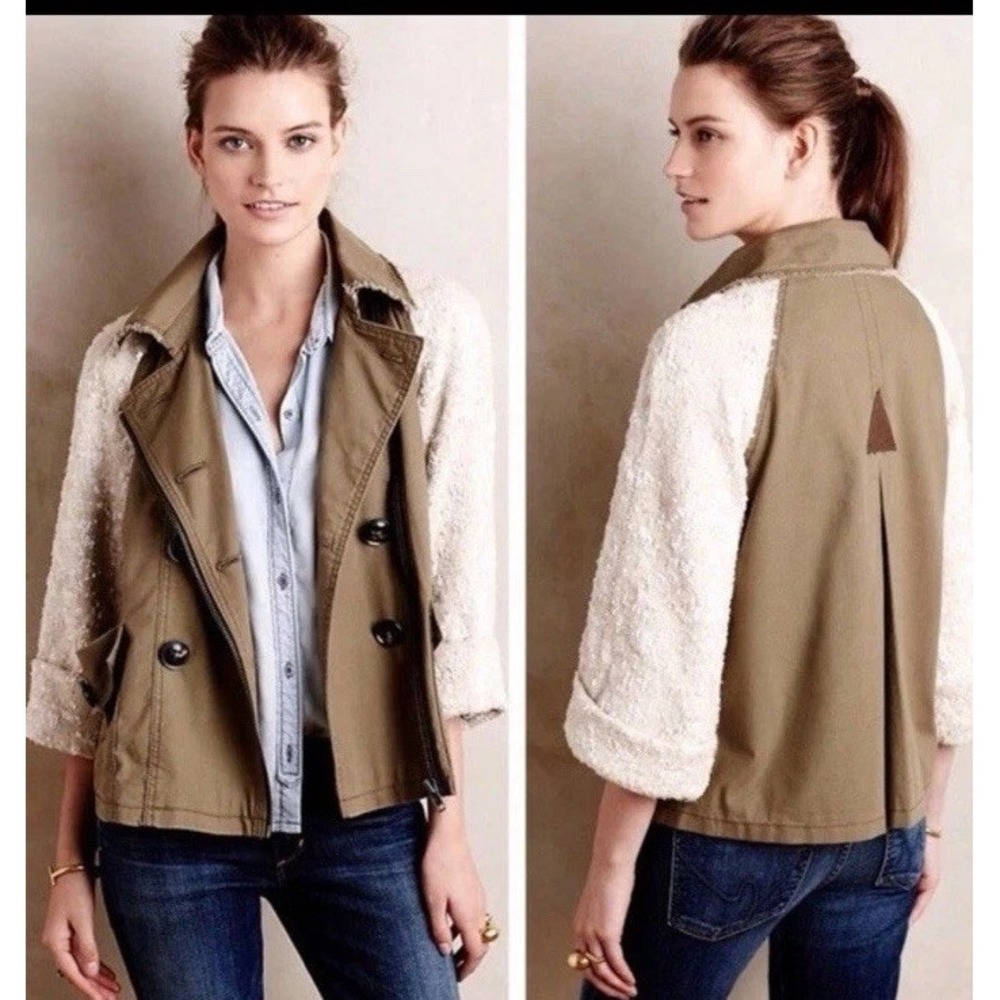 Hei Hei Anthropologie Brown Double Breasted Jacket Women's XL Cotton Blend
